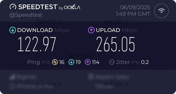 تست سرعت اینترنت فیبر نوری مشهد در پروژه مسکونی